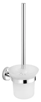 Image de Aqualine Samba - Brosse WC murale avec support, verre laiteux/chrome SB108