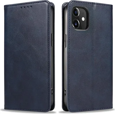 Produktbild von Handyhülle für Apple iPhone 12 / 12 Pro Kunstleder Flip Cover Hülle Handytasche Case Kartenfach Farbe: Blau
