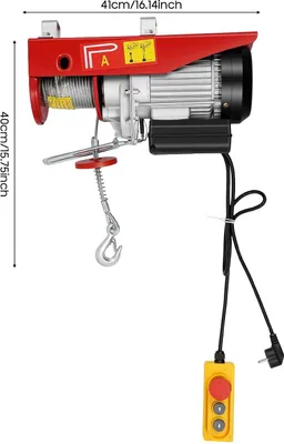 Produktbild von Elektrische Seilwinde - 1450 W Hebezug - Tragkraft 400–800 kg - Geschwindigkeit 10 m/min - Mit Fernbedienung - Rot