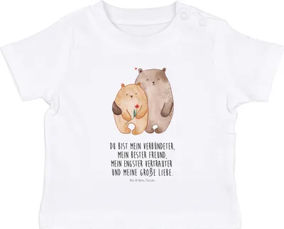 Produktbild von Mr. & Mrs. Panda Babyshirt Bären Liebe 12. - 18. Monat - Weiß - Geschenk, Kinder T-Shirt, Freund, , Oberteil, Hochzeitstag, Verliebt, Baby Jerseyshirt, Freundin, Top