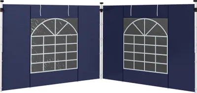 Produktbild von Pavillon-Vorhänge, 2er-Set, für 3x6m oder 3x3m Gartenpavillons, mit Fenstern und Türen, Blau