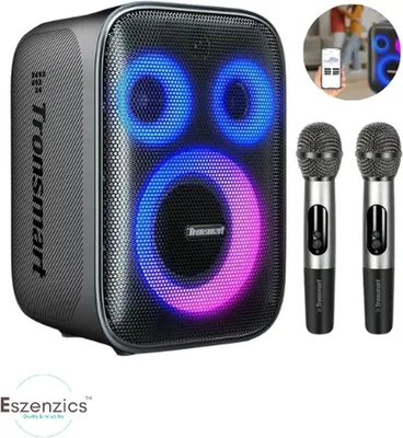 Imagen del producto de Sistema de karaoke Partybox - Altavoz de 3 vías - 120 W - 2 micrófonos inalámbricos - Iluminación de colores y ecualizador controlables a través de la aplicación