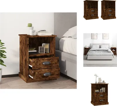 Zdjęcie produktu dla vidaXL Szafki nocne 2 szt. Dąb wędzony 43x36x60 cm - Szafki nocne