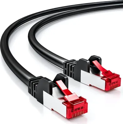 Produktbild von deleyCON 7,5m CAT6 Patchkabel S/FTP PIMF Schirmung CAT-6 RJ45 LAN DSL Netzwerkkabel Ethernetkabel Switch Router Modem Access Point Patchfelder - Schwarz