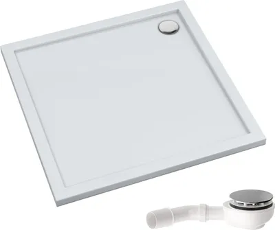 Produktbild von AQUABAD Duschwanne/Duschtasse Villa mit LeakProtect Technologie Smooth White 80x80cm Quadrat | inkl. A9.200 Ablaufgarnitur