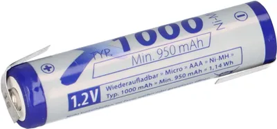 A single AAA battery with text and markings on its surface, presented against a white background.