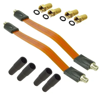 Produktbild von PremiumX 2x Sat Fensterdurchführung 4x F-Stecker 4x Gummitüllen Flach Kabel