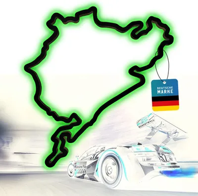 Houten sculptuur met LED, Nürburgring, 46 cm, schwarz