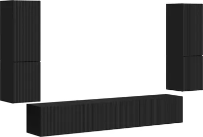 Productafbeelding van vidaXL TV-kast set, 4 stuks, zwart, houtvezel