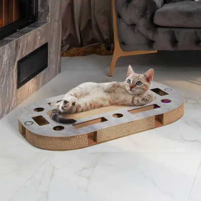 Produktbild von Katzenspielplatz PlayPlate large betonoptik · mit integrierter Kratzpappe Kratzbrett