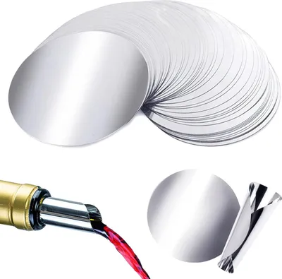 Produktbild von 60 Stück Weintropfstopper, wiederverwendbare Weinausgießer aus Aluminium, tropffreie Aluminiumfolie für Restaurants, Bars, Clubs