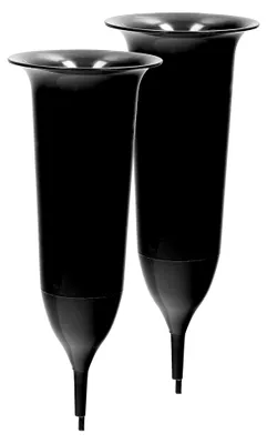 Produktbild von Grabvase mit Erdspieß, 2 Stück | schwarz | ca. 25 x 9,8 cm | Friedhofsvase | Grab Blumenvase