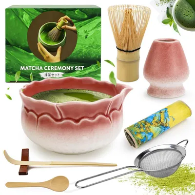 Image de Ensemble de matcha en 8 pièces comprenant un fouet, une cuillère, un bol et un tamis