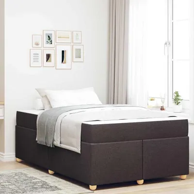 Zdjęcie produktu dla Maison Exclusive – rama łóżka z materacem, ciemnobrązowa, 120 x 190 cm, materiał