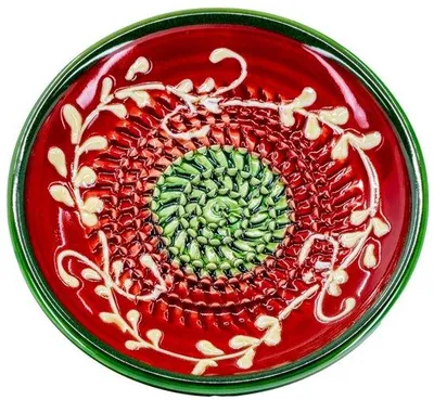 Image de Kaladia Assiette en céramique Rouge & Verte - Assiette peinte à la main avec un beau décor - Assiette à râper -  Spain