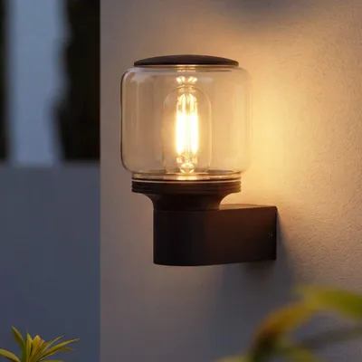 Image de ZMH, applique LED extérieure, douille E27, indice de protection IP65, résistante aux intempéries, lampe de façade, lampe de terrasse, lampe de balcon, luminaire de couloir
