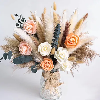 Getrockneter Pampasgras-Strauß, 200 Stück, 43 cm, für Boho-Deko