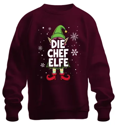 Obrázok produktu pre DIE CHEF ELFE Vianočný elf Vianočný elf snehové vločky uni mikina, bordová, L