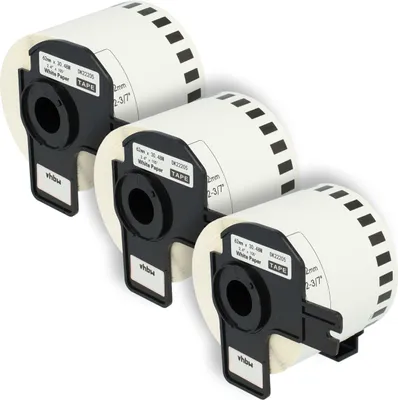 Produktbild von vhbw 3x Rolle mit Halter 62mm x 30,48m (1 Etikette) kompatibel mit Brother PT QL-1050, QL1050N, QL-1060, QL1060N, QL-500, QL-500A Drucker Weiß