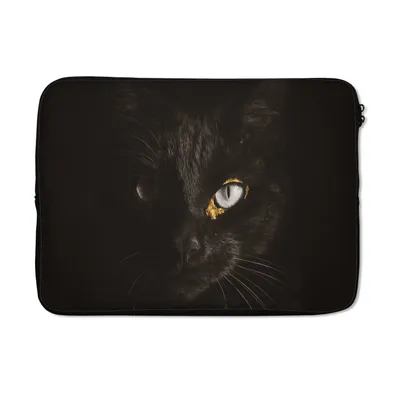 Produktbild von MuchoWow® Laptop Hülle 14 ZollKatze - Gold - Schwarz Laptoptasche - Laptoptasche - Stoßsicher - Schutzhaube