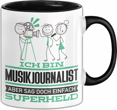 Produktbild von Musikjournalist Geschenk Tasse Ich Bin Musikjournalist Aber Sag Doch Einfach Superheld Lustige Geschenkdiee für Musikjournalist Kaffee-Becher (Schwarz)