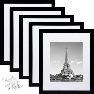 Produktbild von INF PVC Fotorahmen 27,9x35,5 cm mit Passepartout - 5er Set, Schwarz