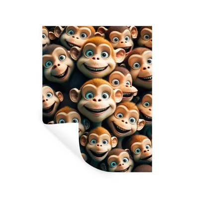 Produktbild von MuchoWow® Wandtattoo Wandsticker Wandaufkleber Affe - Tiere - Braun - Design - Mädchen - Jungen 120x160 cm Selbstklebend und Repositionierbar - Wierderverwendbar - Selbstklebend