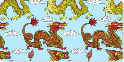 Produktbild von MuchoWow® Schreibtischunterlage Drache - Chinesisch - Muster 80x40 cm - XXL Mauspad - Gaming Mauspad