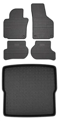 Image de Tapis en caoutchouc + bac de coffre pour Volkswagen Golf V 2007-2009 (break) – 5 pièces, noirs, sur mesure