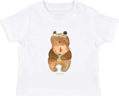 Produktbild von Mr. & Mrs. Panda  T-Shirt Bär Kommunion 12. - 18. Monat - Weiß - Geschenk, Baby Baumwollshirt, Taufkerze, Teddy, Gottes Segen, Oberteil, Babyshirt, Katholisch, Öko