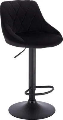 Produktbild von Bolt Edge Designer Barkhocker – Schwarz – Samt – Ergonomisch – Höhenverstellbar 60–82cm