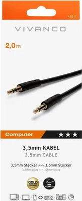 Produktbild von Audio Anschlusskabel, 3,5 mm Klinke - 3,5 mm Klinke, 2m (45517)