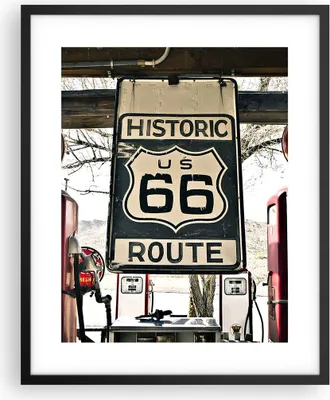 Produktbild von Gerahmtes Poster - Schwarzer Rahmen - Straße alt 66 USA - 40x50 cm - Wand Bild - Wanddeko - Wandbilder - Kunstposter - Wandposter - Bilderrahmen - Bilder - Kunstdruck - Wandbild - P2BPA40x50-3573