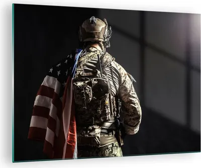 Produktbild von Bilder auf glas - Soldat Armee - 70x50cm - Glasbilder - Wandbilder - Bilder - Kunstdruck - zum Aufhängen bereit - Wanddekoration aus Glas - Glas Bilder - Wandbild auf Glas - Einteilig - GAA70x50-4064