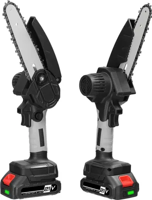 Produktbild von Mini Kettensäge, 6 Zoll 21V Elektro-Kettensäge mit 2x Batterie 1x Kette 1x Führungsplatte 1x Ladegerät und 1x Aufbewahrungsbox, Tragbare Handgeführte Akku Kettensäge
