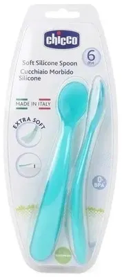 Image de Cuillères souples en silicone, lot de 2, vertes - Chicco