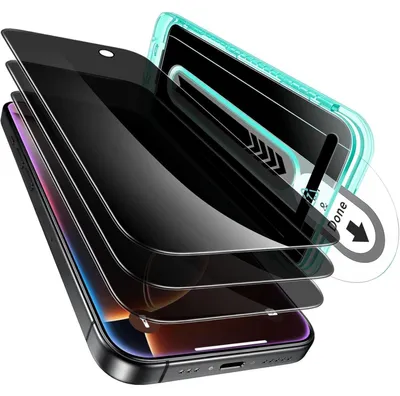 Productafbeelding van Beschermfolie van gehard glas, privacyfilter, 3 stuks voor iPhone 17 / iPhone 16 Pro. Gehard glas, 9H hardheid, krasbestendig, HD, anti-spionage