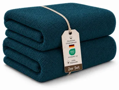 Produktbild von Frottee Handtücher 4er Set, 500 g/m², 100 % Baumwolle, Hotelqualität,70 cm x 140 cm,Petrol