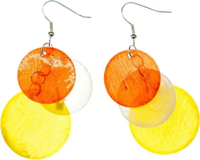 Produktbild von Perlmutt Ohrringe Miniblings Muschel Perlmuttscheiben Hippie Orange Gelb Weiß