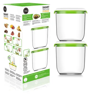 2er-Set Vorratsdosen 1350 ml, rund, durchsichtig, Vakuumsystem