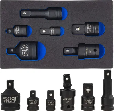 Produktbild von Schlagschrauber Adapter 6 tlg. Kugelgelenk 3/8" 1/2" 3/4" Stecknuss Verlängerung