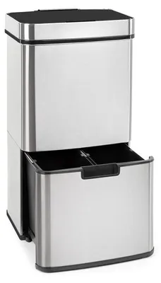 Obrázok produktu pre Klarstein, bezdotykový odpadkový kôš, senzor, objem 72 l, 4 koše: 43 l a 2 x 12,5 l, kôš na organický odpad s vekom: 4 l, bezdotykový: automatické otváranie a zatváranie, strieborný