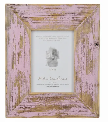 Immagine prodotto di Cornice portafoto stile country in legno vecchio riciclato rosa 30x40 cm, fascia 7 cm, vintage rustica