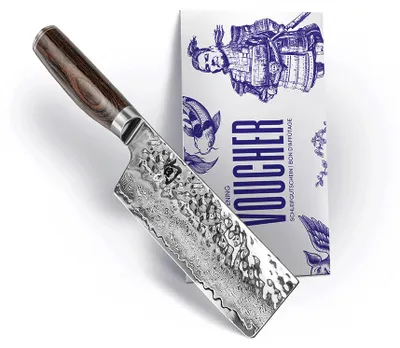 Productafbeelding van KAI Shun Premier TDM-1742 Tim Mälzer Nakiri mes, 14 cm. Exclusieve aanbiedingsset met slijpvoucher. VG-MAX damaststaal, groentemes met Tsuchime-hamerslag