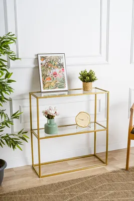 Produktbild von Skye Decor, Berra - Gold, Kommode, Anrichte, Gold, Glas, 80 x 85 x 30 cm