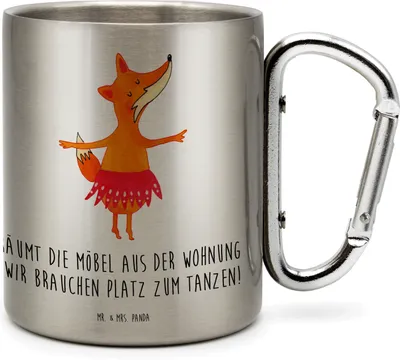 Produktbild von Mr. & Mrs. Panda Thermobecher Fuchs Ballerina - Transparent - Geschenk, Einladung, Isolierbecher, Geburtstag, Party, Teebecher, Edelstahlbecher, Tanzen, Feier, Edelstahl