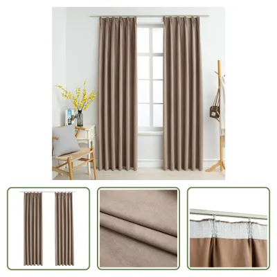 Image de The Living Store Rideaux occultants avec crochets 2 pcs. Taupe 140x175 cm