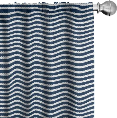 Obrázok produktu pre ABAKUHAUS Modré a biele závesy, záclony, motív jachtingu a námorníctva, vzor pruhov na modrom pozadí, 2 kusy 75 x 175 cm, modré a biele