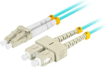 Produktbild von Lanberg MM LC/UPC-SC/UPC DUPLEX 3,0 mm OM3 50/125 LSZH 1 m blaues Glasfaser-Patchkabel