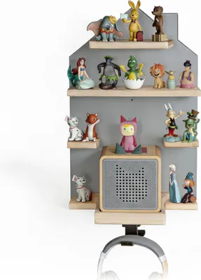 Immagine prodotto di Relaxdays Toniebox, scaffale magnetico per Toniebox e 32 Tonies, modello "Casa", A x L x P: 43 x 28 x 17 cm, scaffale per figurine Tonies, grigio